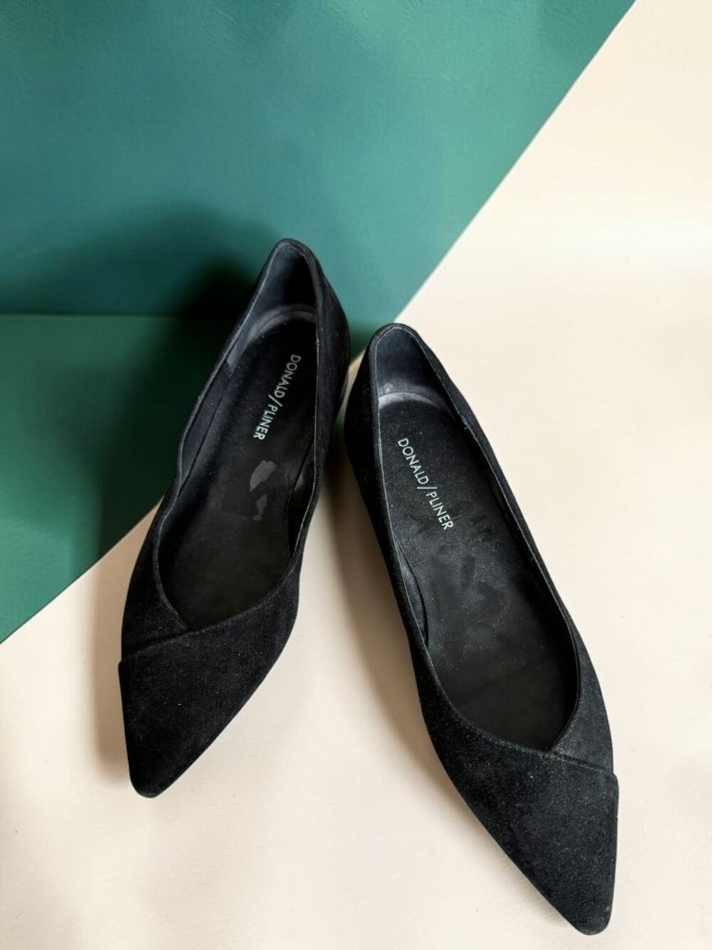 DONALD J PLINER Black Suede Pointed Flats Size 7